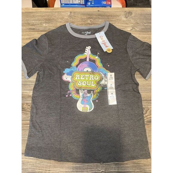Boys' Short Sleeve 'Retro Soul' Ringer T-Shirt - Cat & Jack Gray Medium. 4 - Picture 1 of 4